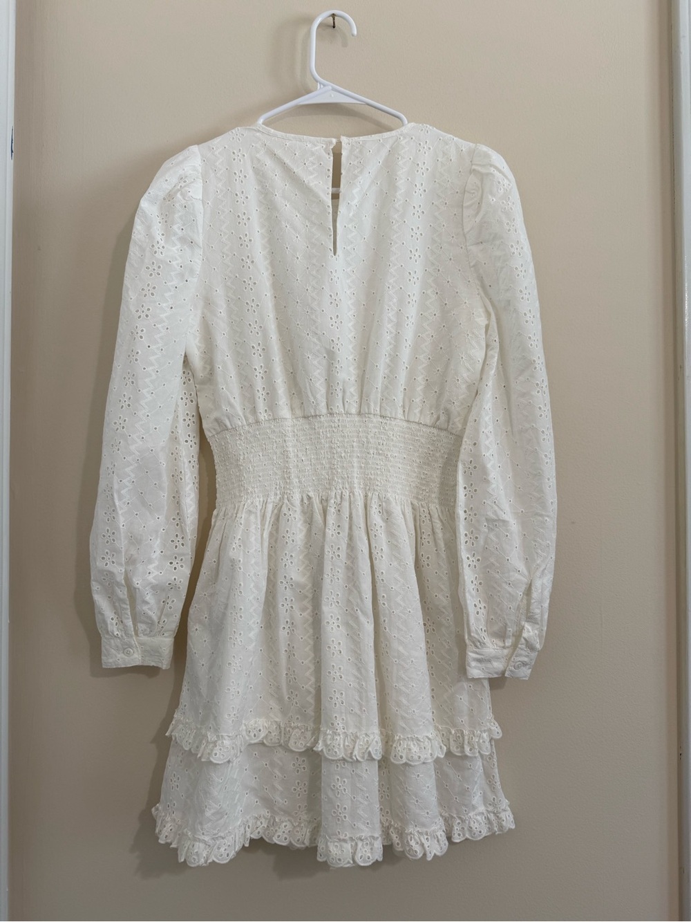 NWT Splendid x Cella Jane White Eyelet Puff-Sleeve Tiered Mini Dress XS - Picture 4 of 16